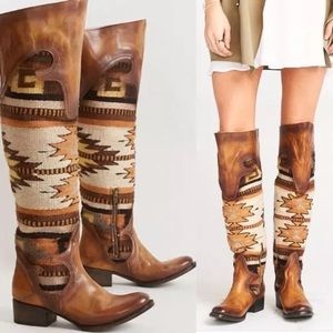 FINAL PRICE ‼️Freebird Aztec Leather Over the Knee Boots